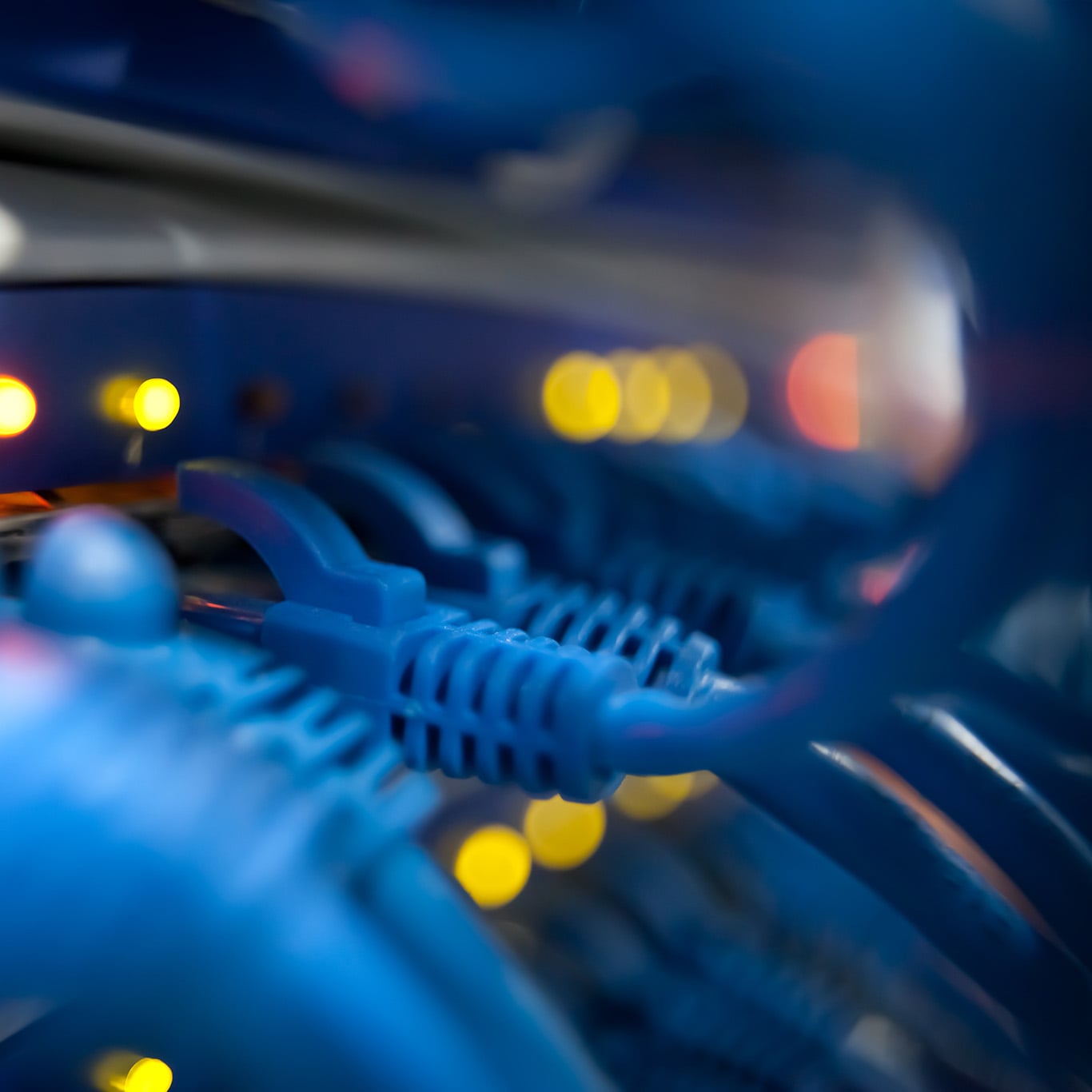 Network cables connected to switch.